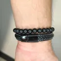 Bransoletka męska czarna talizman amulet ochrona siła + skóra naturalna